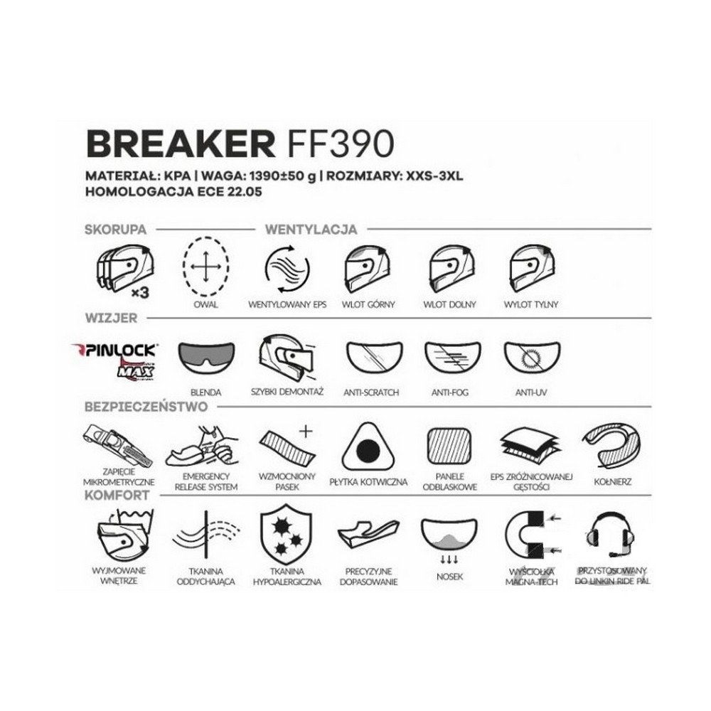 Kask LS2 FF390 Breaker Solid Black