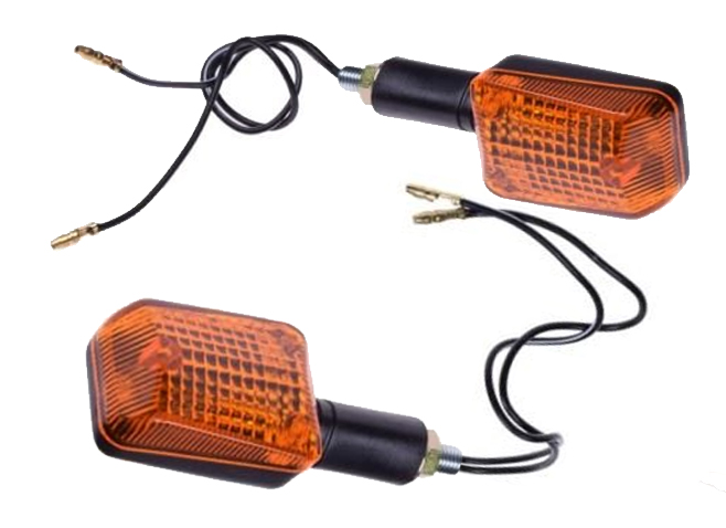 Kierunkowskaz mini czarne długie ramie- pomarańczowy klosz