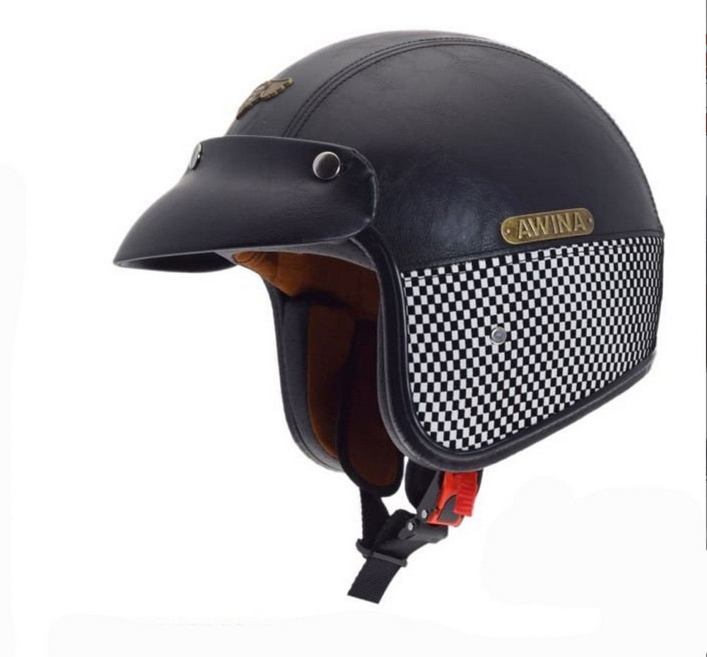 Kask Awina z daszkiem czarna skóra TN-8658