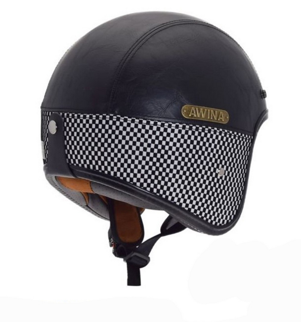 Kask Awina z daszkiem czarna skóra TN-8658