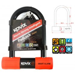  Kłódka U-Lock z alarmem KOVIX KTL14-150 czarna