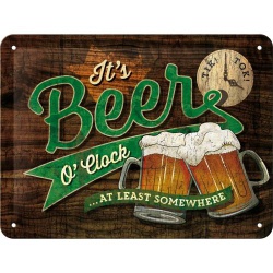  Metalowy Plakat 15 x 20cm Beer O Clock Glas