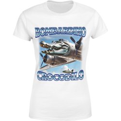  Koszulka damska Bombardino Crocodilo Brainrot Tik Tok Memy Bombardiro Crokodilo Bombardinio biała