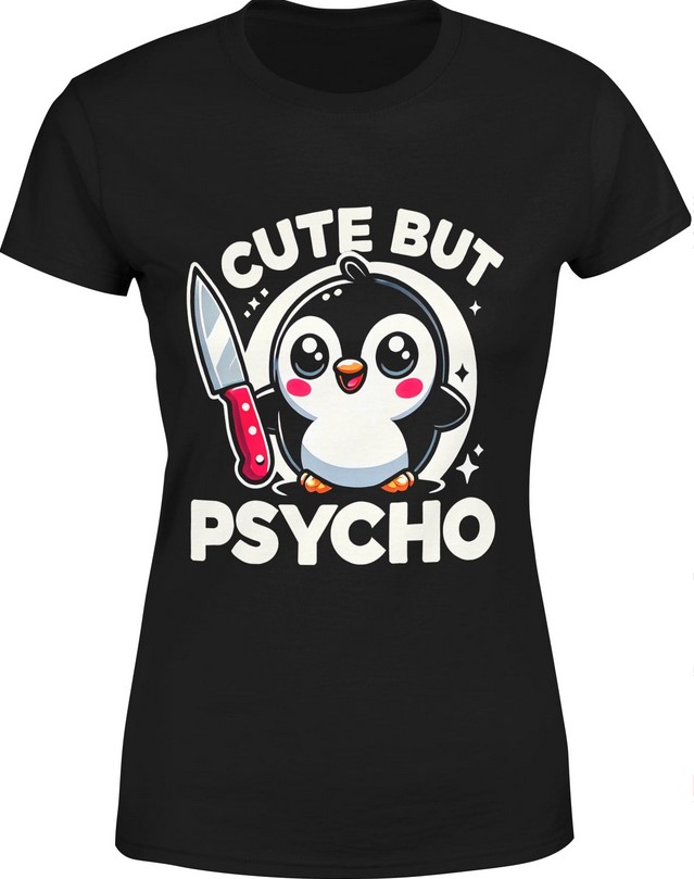 Koszulka damska Cute but psycho Kawaii Pingwin