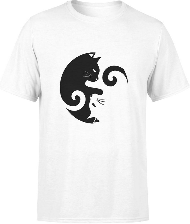 Koszulka męska 2 Koty Yin Yang biała