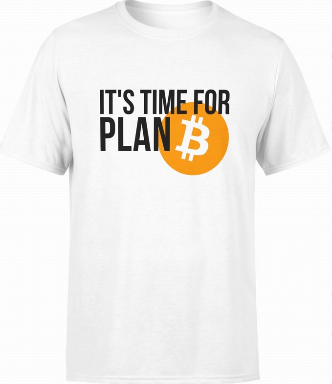 Koszulka męska Bitcoin - plan b Crypto Kryptowaluty Prezent Dla Informatyka Programisty biała