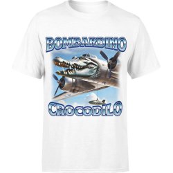  Koszulka męska Bombardino Crocodilo Brainrot Tik Tok Memy Bombardiro Crokodilo Bombardinio biała