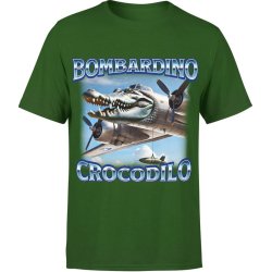  Koszulka męska Bombardino Crocodilo Brainrot Tik Tok Memy Bombardiro Crokodilo Bombardinio zielona