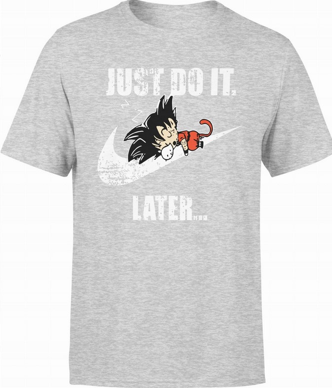 Koszulka męska Dragon Ball Goku Just do it later szara