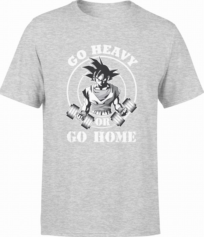 Koszulka męska Goku go hard or go home Dragon Ball szara