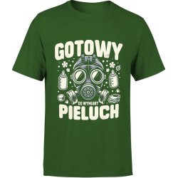  Koszulka męska Gotowy do wymiany pieluch prezent dla przyszłego Taty zielona