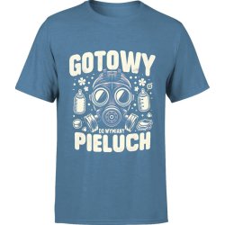  Koszulka męska Gotowy do wymiany pieluch prezent dla przyszłego Taty niebieska