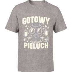  Koszulka męska Gotowy do wymiany pieluch prezent dla przyszłego Taty szara