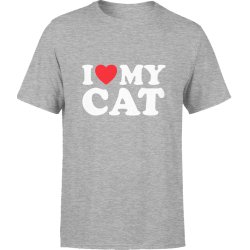  Koszulka męska I Love My Cat Kocham Mojego Kota szara
