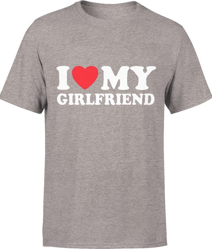 Koszulka męska I Love My Girlfriend Kocham Moją Dziewczynę szara