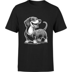  Koszulka męska Jamnik pies z radosnym jamnikiem
