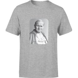  Koszulka męska Jan Pawel II 2 Papież Religijna Chrześcijańska szara