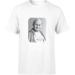  Koszulka męska Jan Pawel II 2 Papież Religijna Chrześcijańska biała