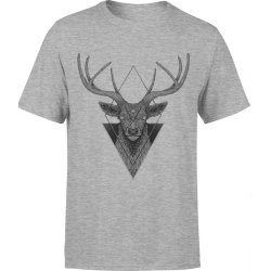  Koszulka męska Jeleń dla myśliwego z jeleniem rogami szara