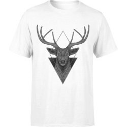 Koszulka męska Jeleń dla myśliwego z jeleniem rogami biała