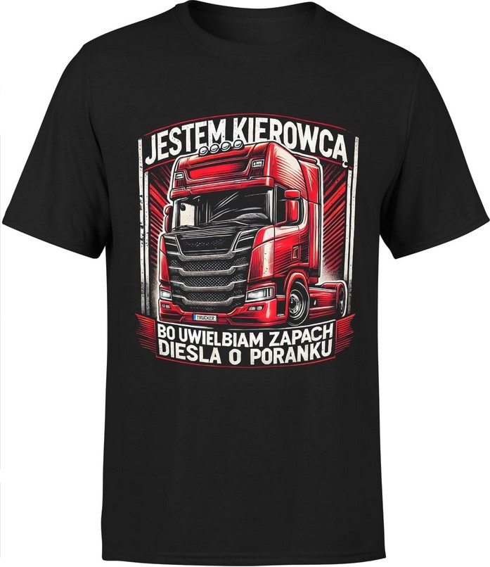 Koszulka męska Jestem kierowcą bo uwielbiam zapach diesla o poranku dla kierowcy tira