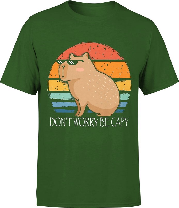 Koszulka męska Kapibara Don\'t Worry Be Capy Capybara zielona