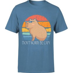  Koszulka męska Kapibara Don't Worry Be Capy Capybara niebieska