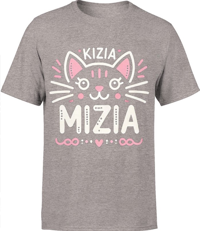 Koszulka męska Kizia Mizia kot z kotem szara