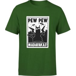  Koszulka męska Kot pew pew Madafaka zielona