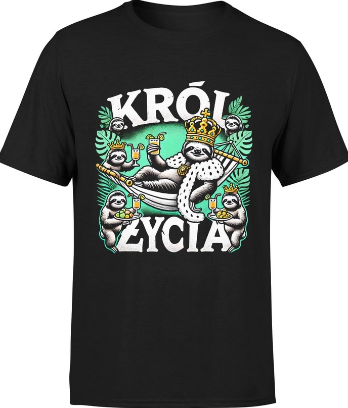 Koszulka męska Król życia Leniwiec z leniwcem