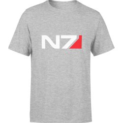  Koszulka męska Mass Effect N7 dla gracza szara