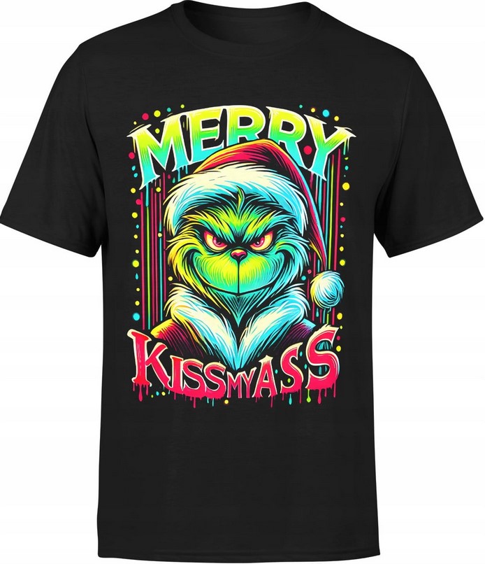 Koszulka męska Merry kiss my ass grinch z grinchem