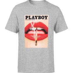  Koszulka męska Playboy magazyn usta szara