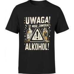  Koszulka męska Uwaga mogę zawierać alkohol Prezent dla Alkoholika
