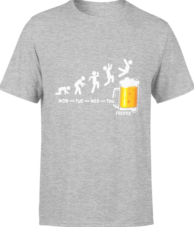 Koszulka męska Weekend - piwo prezent dla piwosza szara