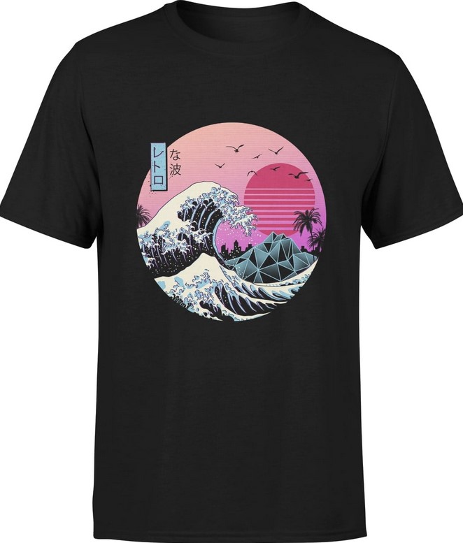 Koszulka męska Wielka Fala W Kanagawie Vintage Hokusai Japońska