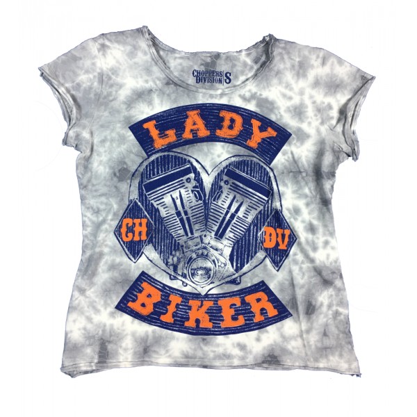  Koszulka T-shirt damski  trawiona Biker Heart
