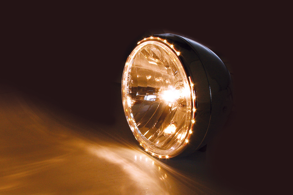 Lampa motocyklowa przód 7 cali chrom połysk z obręczą LED RENO II homologacja E4