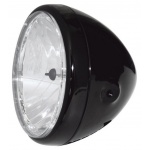 Lampa motocyklowa przód 7 cali czarna połysk  RENO homologacja E4 