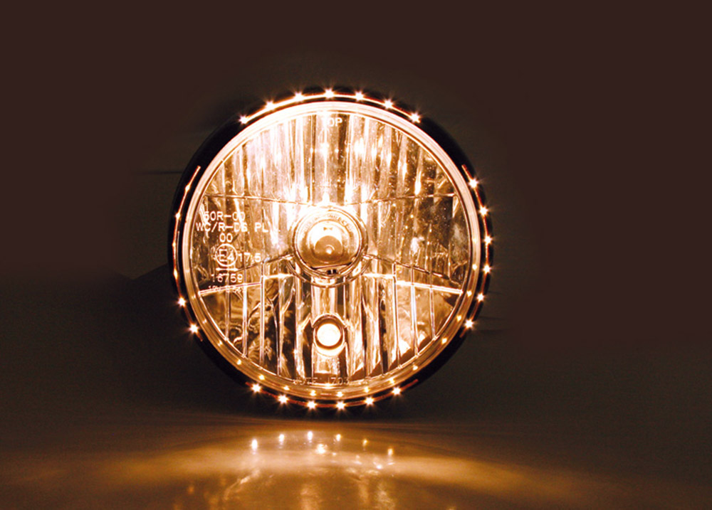 Lampa motocyklowa przód 7 cali Black obrysówka LED RENO II homologacja E4