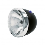 Lampa motocyklowa przód (lightbar) Highway Hawk Bates 120mm kontrolka  - czarny mat z chromowaną obwódką + wkłady