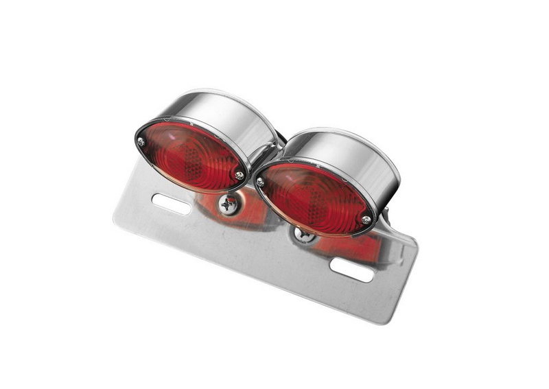 Lampa tył CATEYE podwójna chrom + uchwyt tablicy