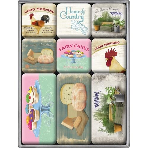 Magnesy na lodówkę 9szt Home and Country