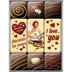  Magnesy na lodówkę 9szt I Love You Chocolate