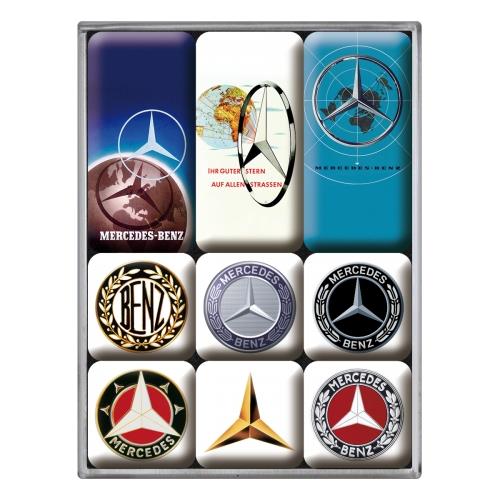 Magnesy na lodówkę 9szt Mercedes Benz Logo