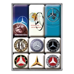  Magnesy na lodówkę 9szt Mercedes Benz Logo