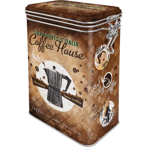 Metalowa puszka z klipsem Coffe House