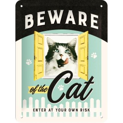  Metalowy Plakat 15 x 20cm Beware of the Cat