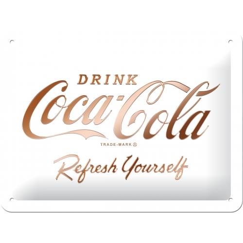 Metalowy Plakat 15 x 20cm Coca-Cola Logo White