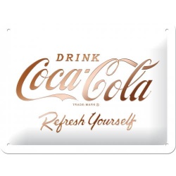  Metalowy Plakat 15 x 20cm Coca-Cola Logo White